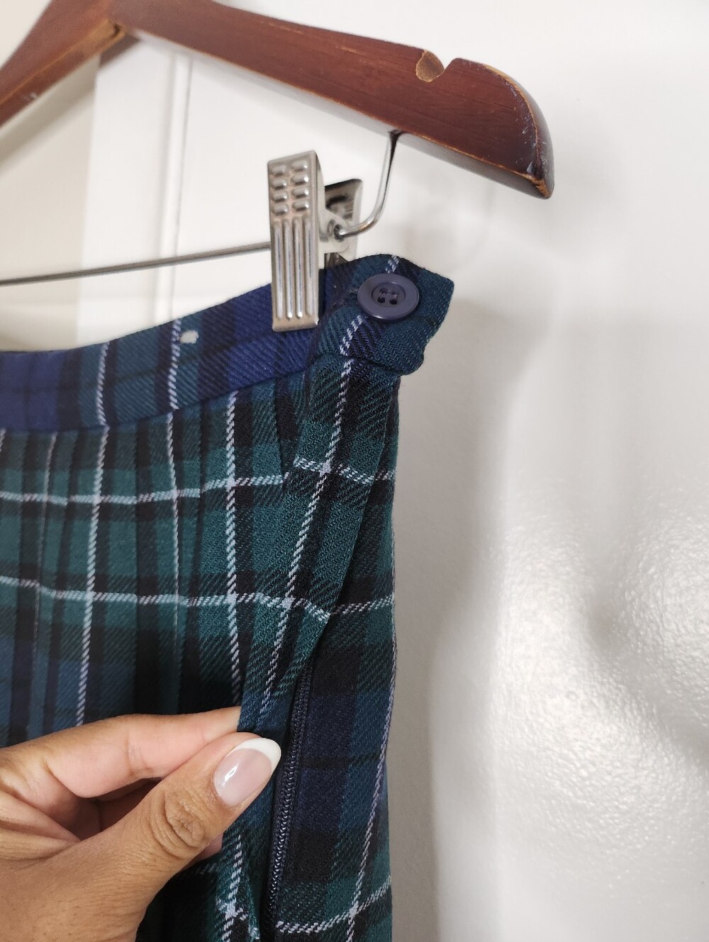 Vintage Pendleton Skirt Womens Blue Green Plaid Pleated - Picture 4 of 7
